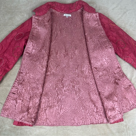 VTG DB Sport Crinkle Shacket Blazer Wms L Glitter Buttons‎ Satin Lined Geometric - Picture 7 of 10